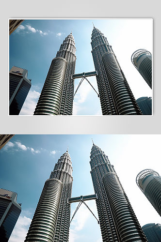 AI数字艺术马来西亚双子塔景点摄影图