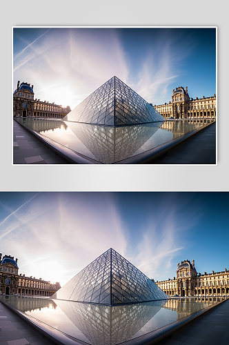 AI数字艺术境外旅游法国卢浮宫景点摄影图