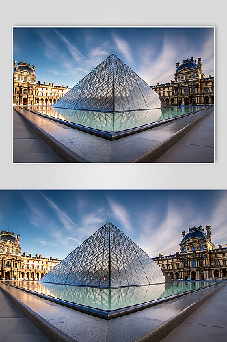AI数字艺术境外旅游法国卢浮宫景点摄影图