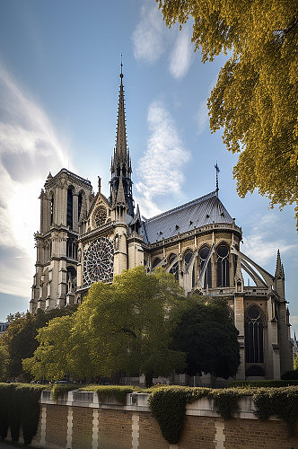 AI数字艺术旅游法国巴黎圣母院景点摄影图