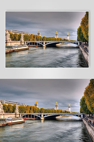 AI数字艺术境外旅游法国塞纳河景点摄影图
