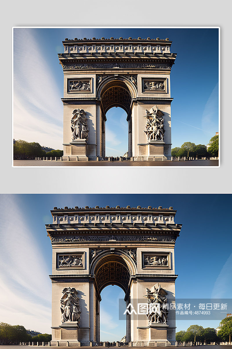 AI数字艺术境外旅游法国凯旋门景点摄影图素材