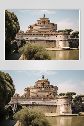 AI数字艺术旅游意大利圣天使堡摄影图