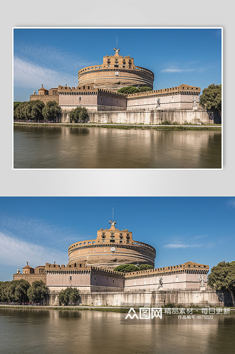 AI数字艺术旅游意大利圣天使堡摄影图素材