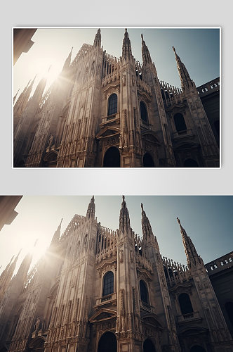 AI数字艺术旅游意大利米兰大教堂摄影图