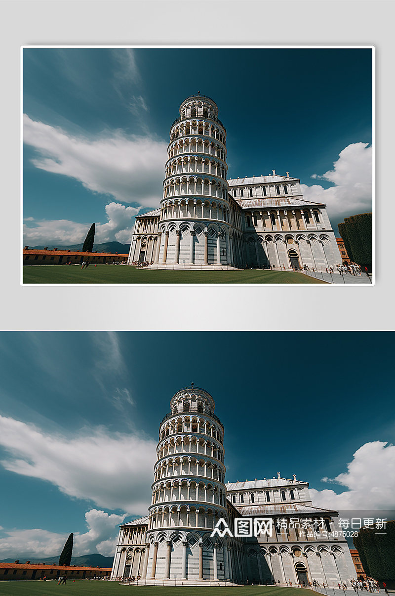 AI数字艺术旅游意大利比萨斜塔景点摄影图素材