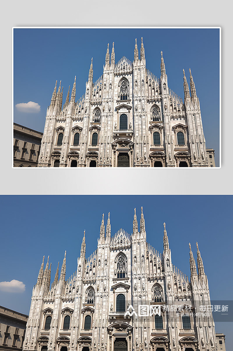 AI数字艺术旅游意大利米兰大教堂摄影图素材