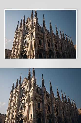 AI数字艺术旅游意大利米兰大教堂摄影图