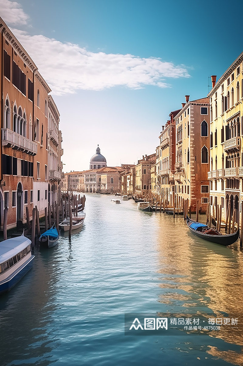AI数字艺术旅游意大利威尼斯大运河摄影图素材