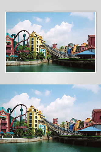 AI数字艺术旅游新加坡环球影城景点摄影图