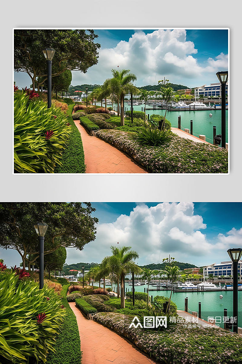 AI数字艺术新加坡滨海景点摄影图素材