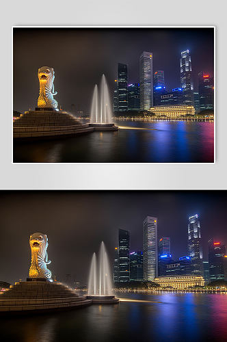 AI数字艺术旅游新加坡城市风光景点摄影图