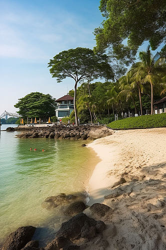 AI数字艺术旅游新加坡圣淘沙岛景点摄影图
