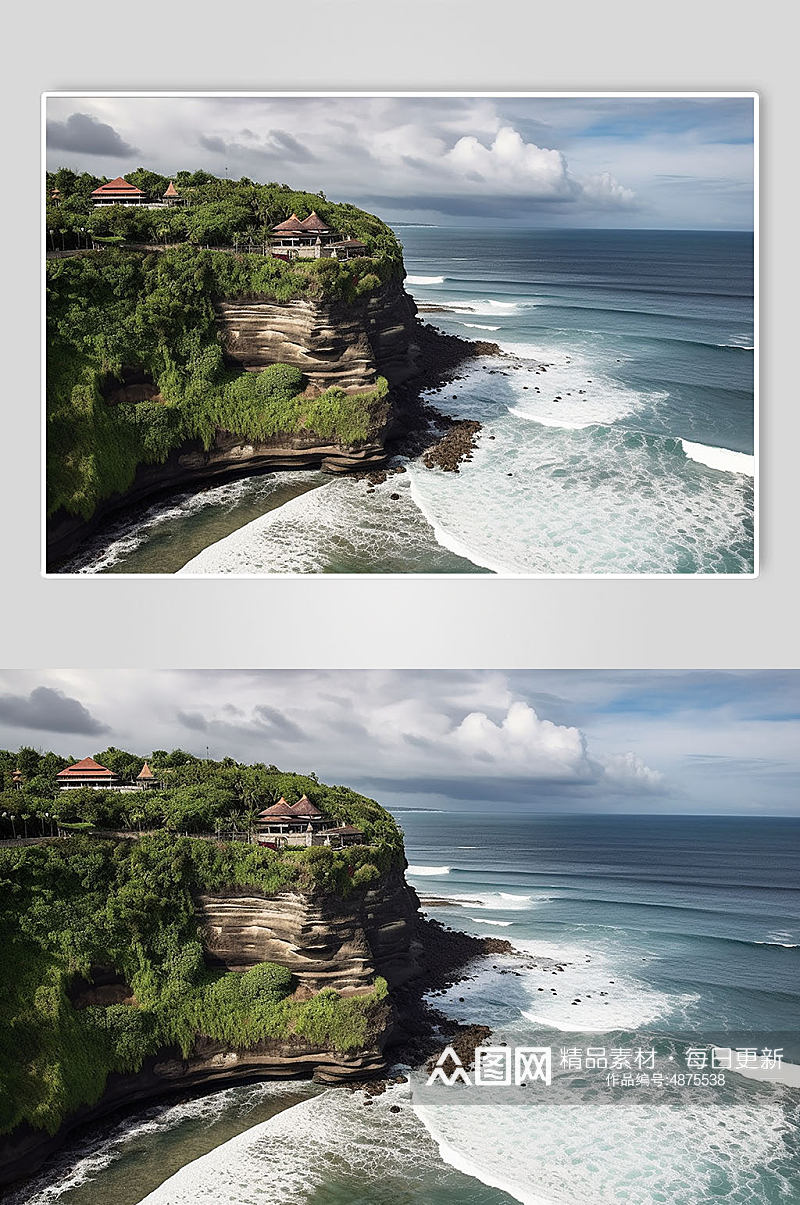 AI数字艺术印度尼西亚巴厘岛乌鲁瓦图断崖摄影图素材
