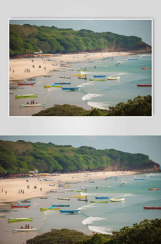 AI数字艺术印度尼西亚巴厘岛金芭兰海滩冲浪摄影图