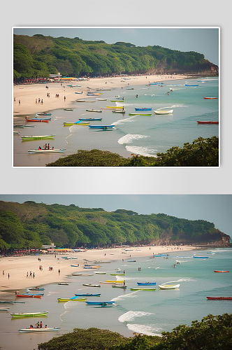 AI数字艺术印度尼西亚巴厘岛金芭兰海滩冲浪摄影图