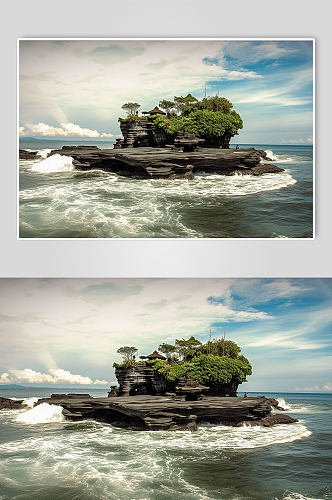 AI数字艺术印度尼西亚巴厘岛海神庙景点摄影图