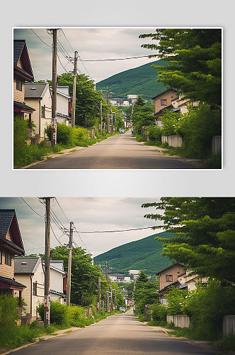AI数字艺术境外旅游日本街景山水风景摄影图
