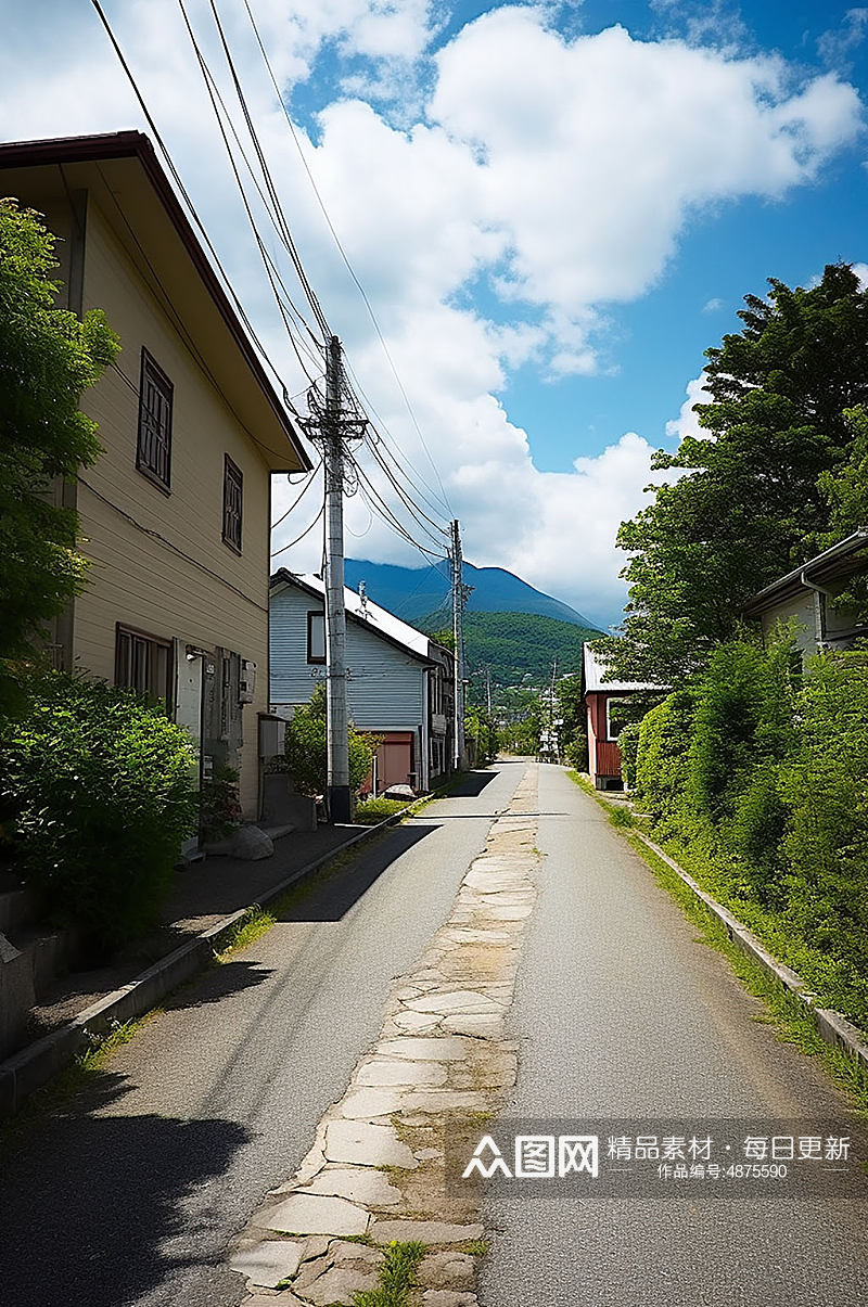 AI数字艺术境外旅游日本街景山水风景摄影图素材