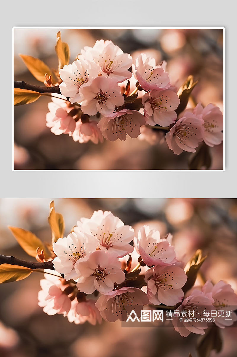 AI数字艺术日本春季樱花特写摄影图素材