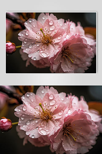 AI数字艺术日本春季樱花特写摄影图