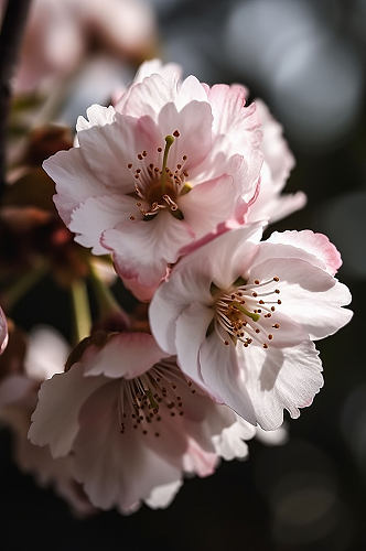 AI数字艺术日本春季樱花特写摄影图