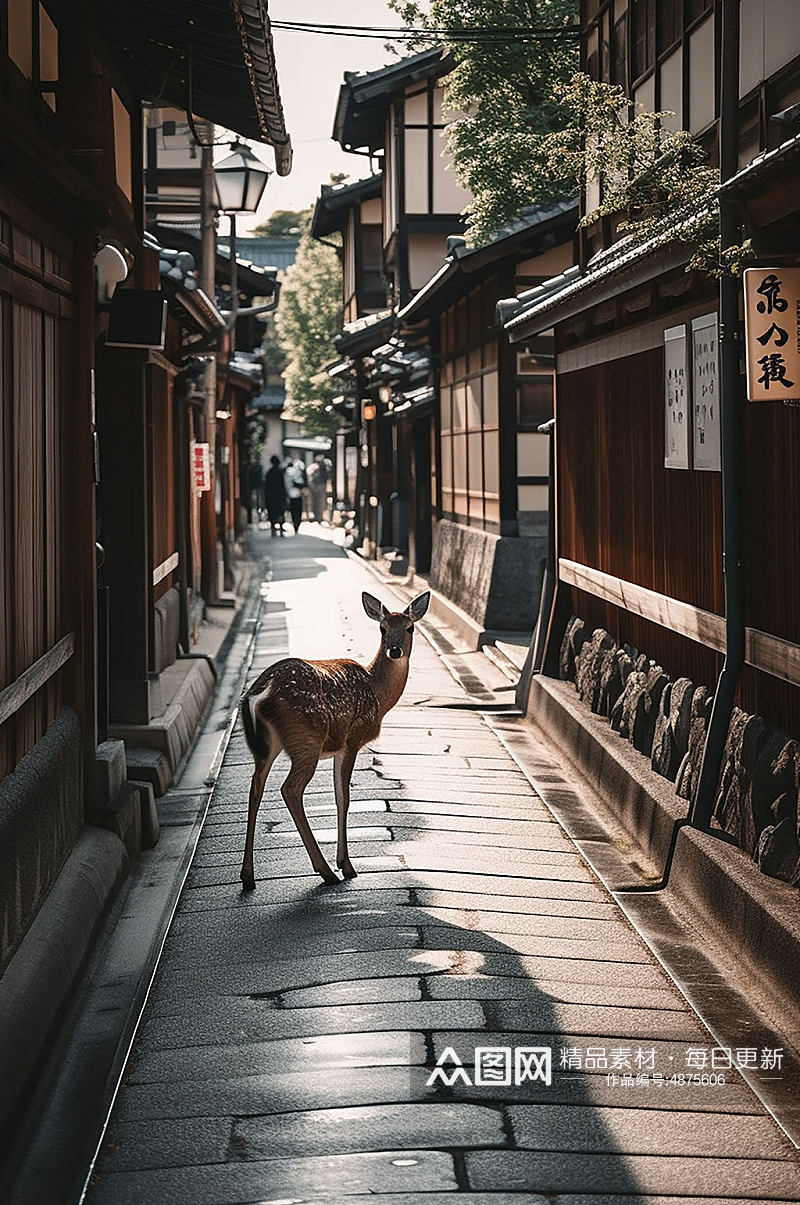 AI数字艺术境外旅游日本奈良街道摄影图素材