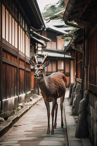 AI数字艺术境外旅游日本奈良街道摄影图