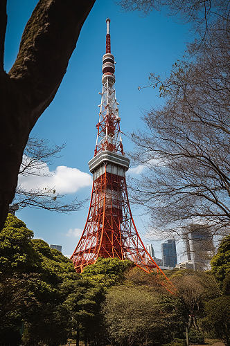 AI数字艺术境外旅游日本东京铁塔摄影图