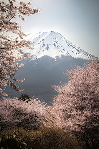 AI数字艺术境外旅游日本富士山风景摄影图