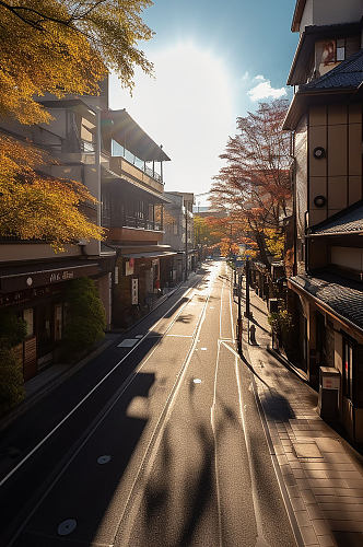 AI数字艺术境外旅游日本京都街道摄影图