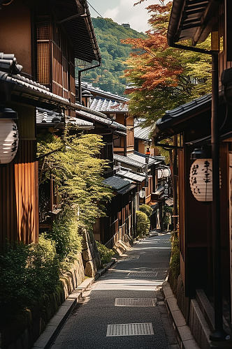 AI数字艺术境外旅游日本京都街道摄影图
