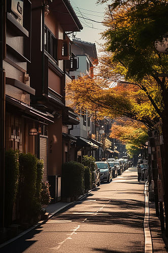 AI数字艺术境外旅游日本京都街道摄影图