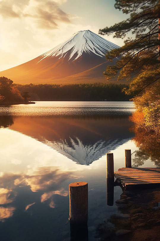 AI数字艺术境外旅游日本富士山风景摄影图