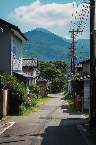 AI数字艺术境外旅游日本街景山水风景摄影图
