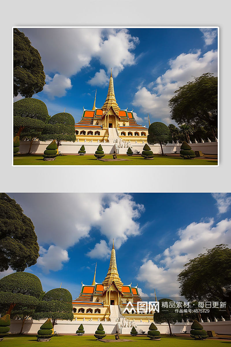 AI数字艺术境外旅游泰国玉佛寺风景摄影图素材