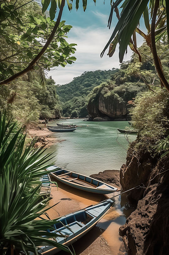 AI数字艺术境外旅游泰国普吉岛野营风景摄影图