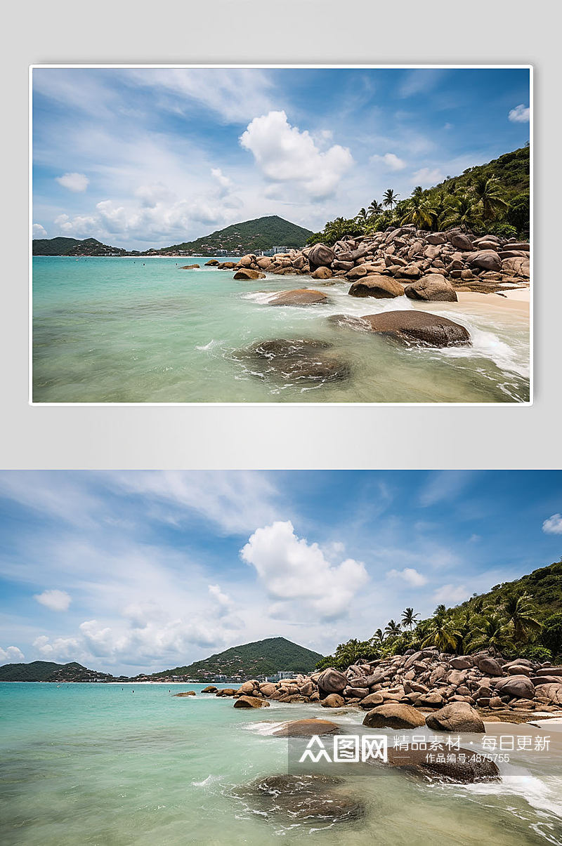 AI数字艺术境外旅游泰国苏梅岛风景摄影图素材