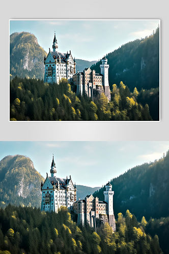 AI数字艺术欧洲德国新天鹅堡风景摄影图