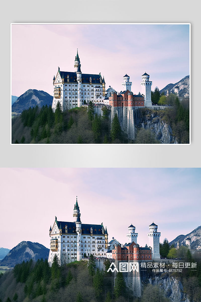 AI数字艺术欧洲德国新天鹅堡风景摄影图素材