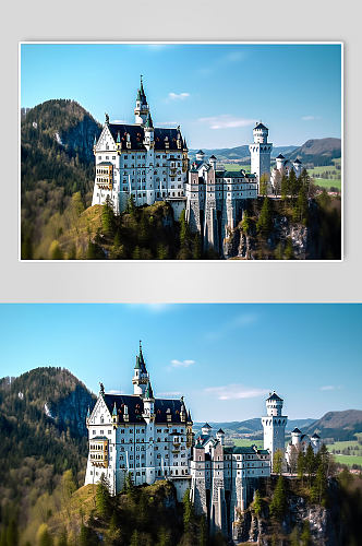 AI数字艺术欧洲德国新天鹅堡风景摄影图