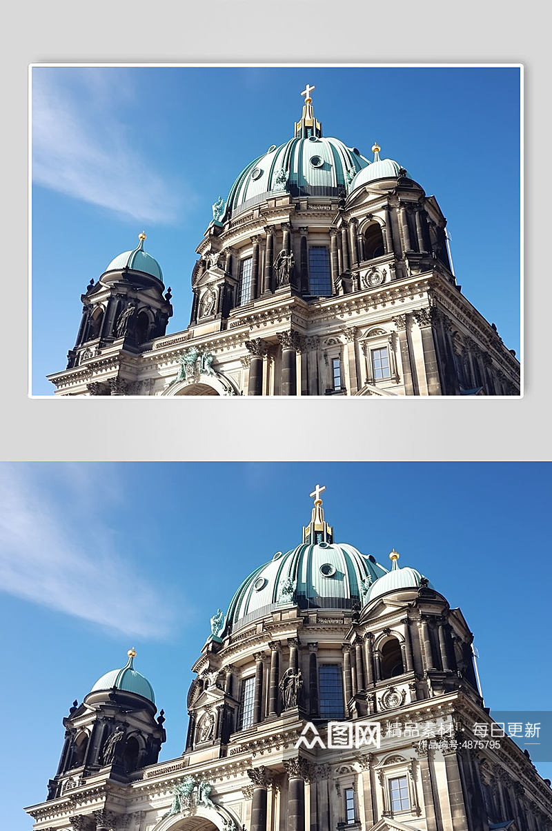 AI数字艺术欧洲德国柏林大教堂风景摄影图素材