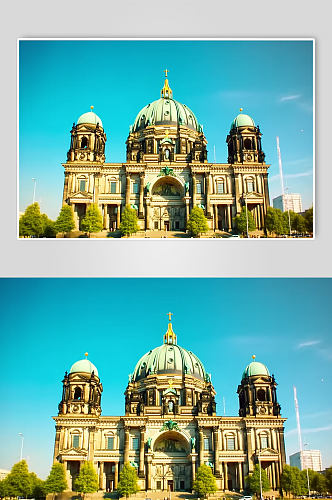 AI数字艺术欧洲德国柏林大教堂风景摄影图