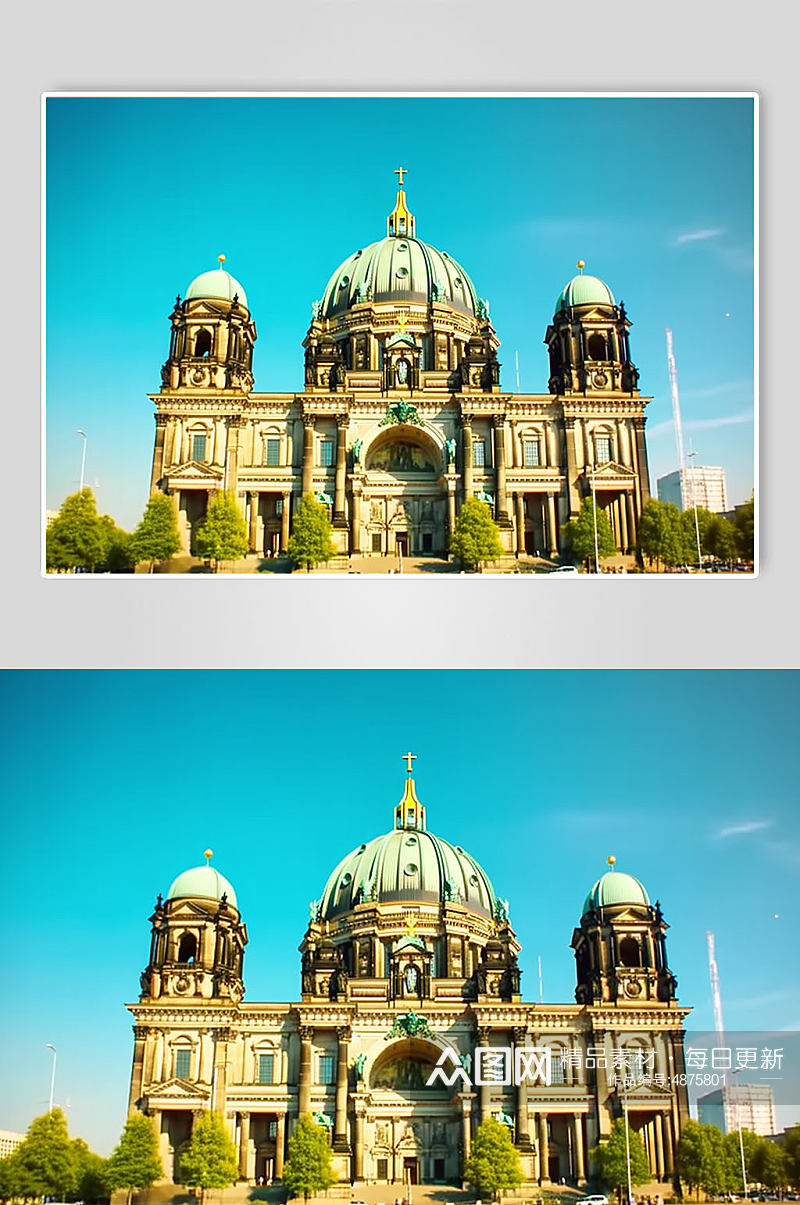 AI数字艺术欧洲德国柏林大教堂风景摄影图素材