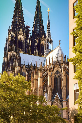 AI数字艺术欧洲德国科隆大教堂风景摄影图
