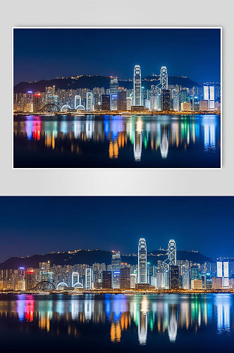 AI数字艺术香港维多利亚港景点摄影图1