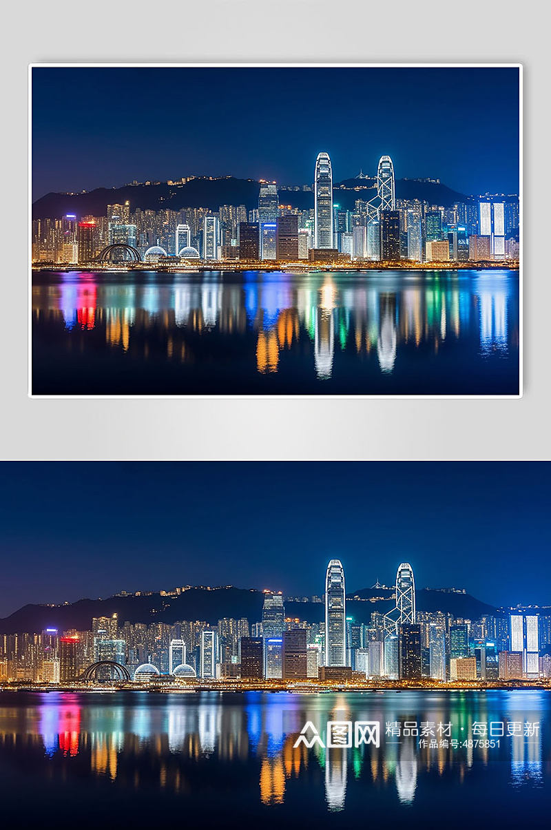 AI数字艺术香港维多利亚港景点摄影图1素材