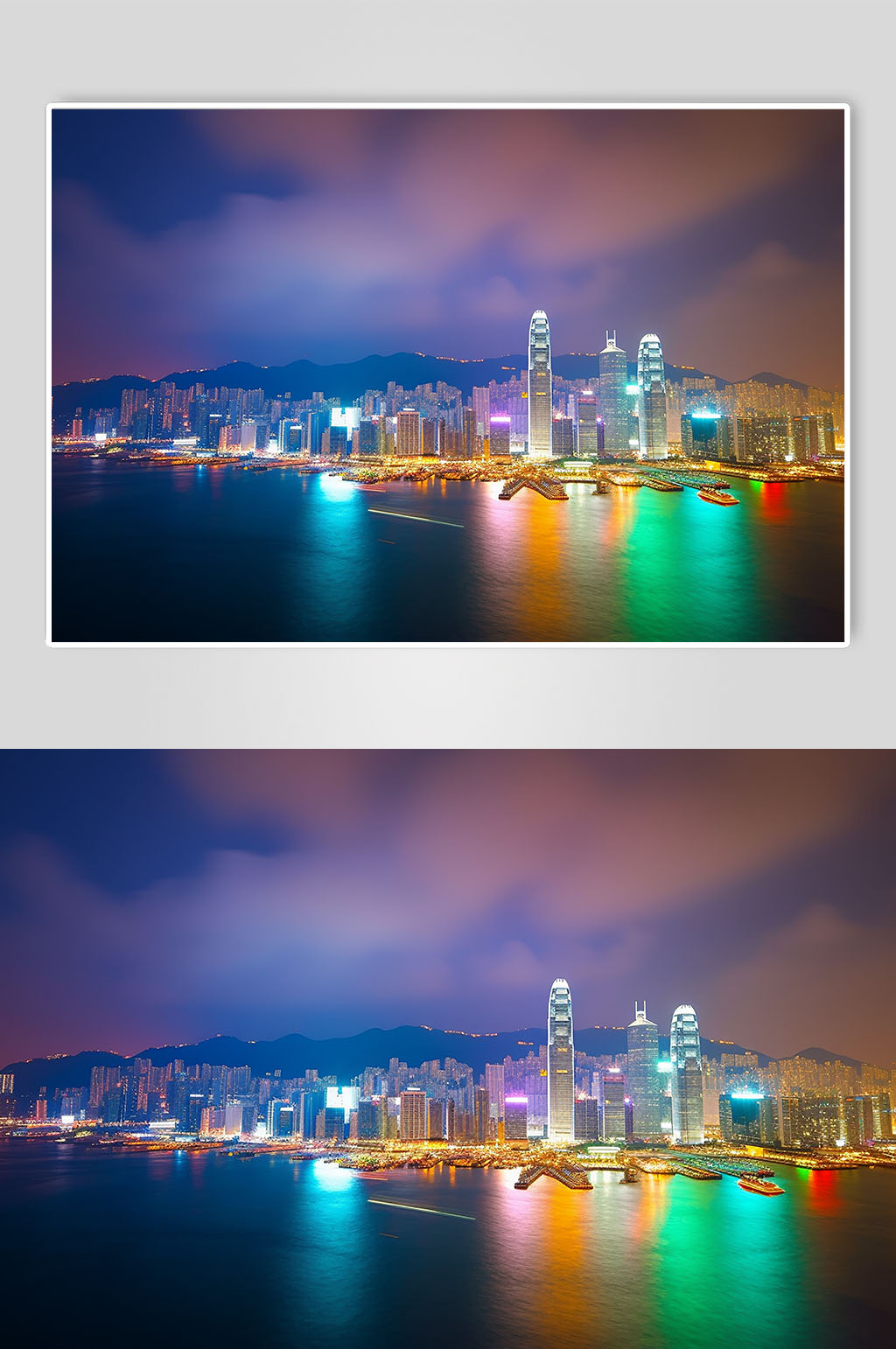 AI数字艺术香港维多利亚港景点摄影图素材