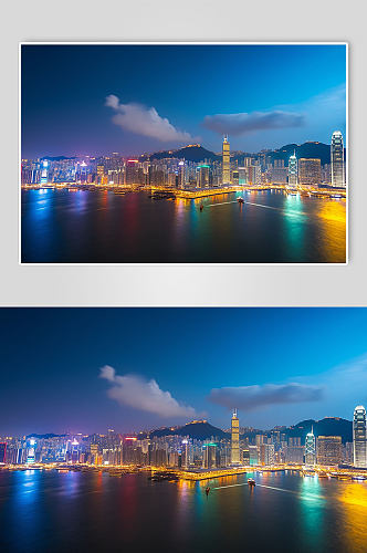 AI数字艺术香港维多利亚港景点摄影图