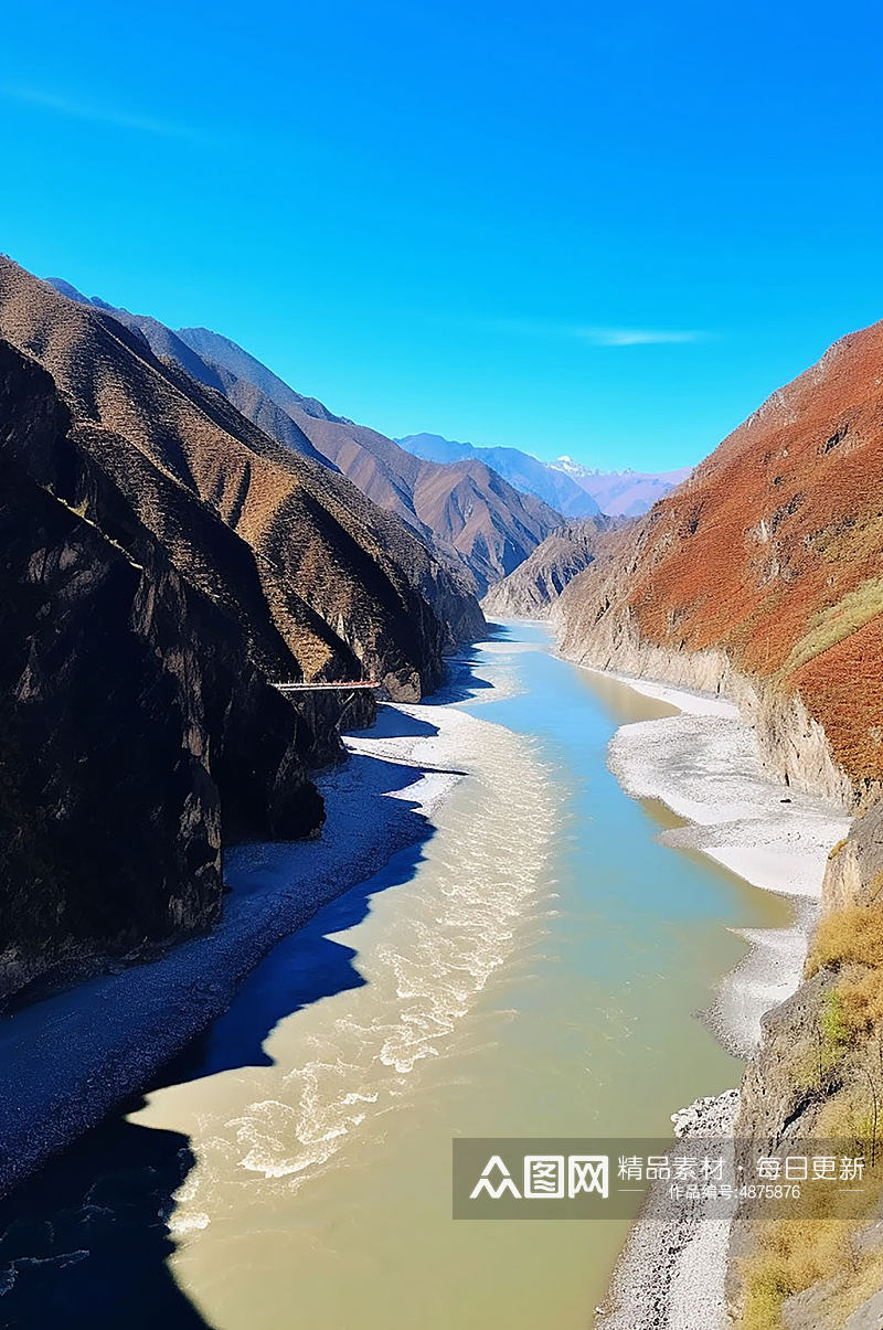 AI数字艺术西藏林芝山景景点摄影图素材